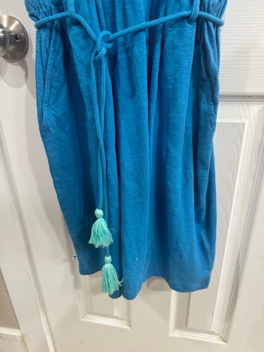 Women's Blue Sleeveless mini Dress - Picture 6 of 10
